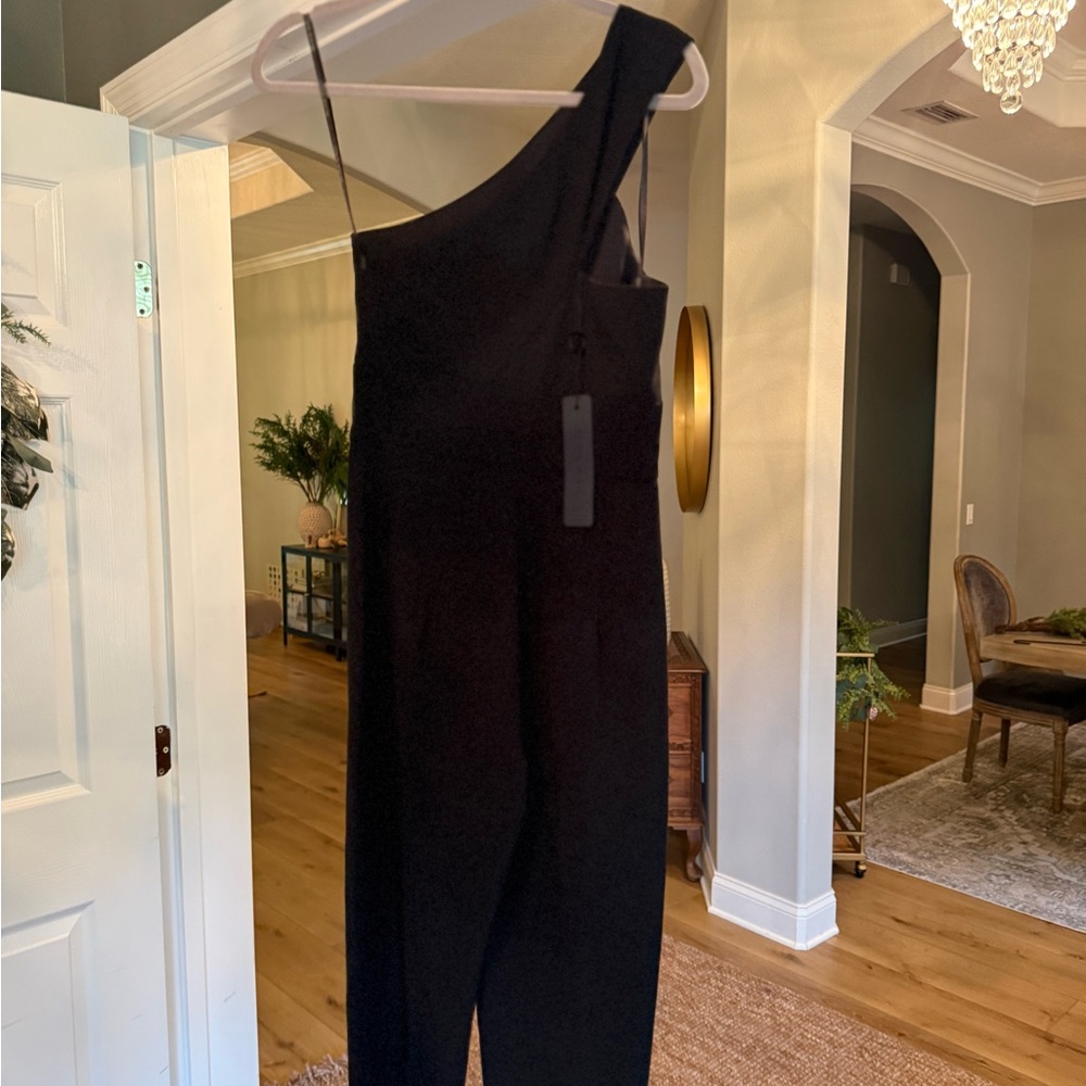 Black Halo One-Shoulder Black Jumpsuit